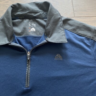 Nike ACG Polo Shirt Mens Blue Navy Embroidered Logo 1/4 Zip