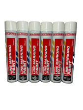 6 x Line marking Aerosol Spray paint White, fast drying 750ml Sealocrete