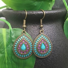 1.5 Bronze-tone Earring Set Bohemian Retro Drop Dangle Hook New Free Ship 8089
