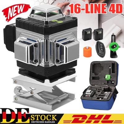 4D 16 Line Laser Level Wasserwaage 360° Kreuzlinienlaser Selbstnivellierend IP54