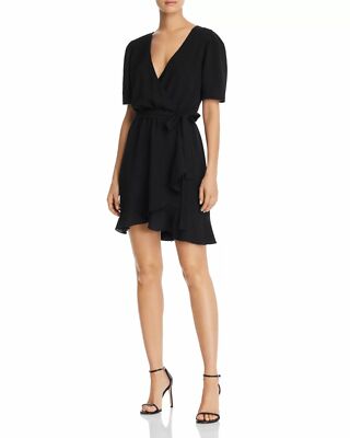 Aqua Womens Mini Party Wrap Dress Black
