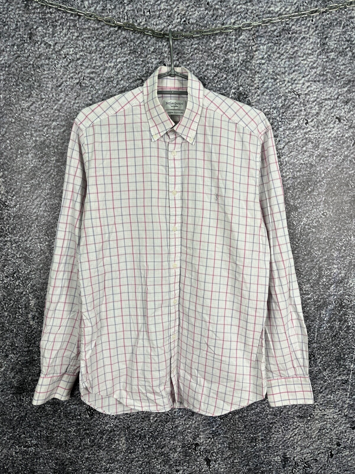 Camicia uomo Yves Saint Laurent manica lunga con bottoni YSL vintage taglia M media