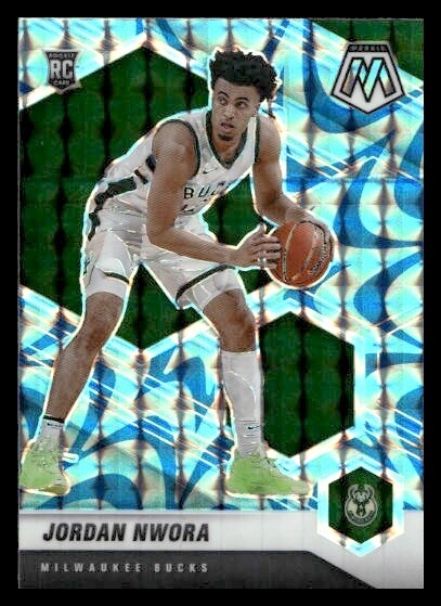 2020 Panini Mosaic #219 Jordan Nwora Rookie Bucks Reactive Blue