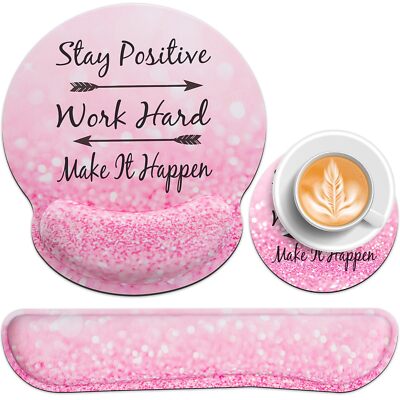 3-in-1 Wrist Support Set Ergonomic Mouse Pad+Keyboard Wrist Rest+Cup Pad