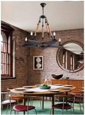 x Lampadario Corda a Soffitto Stella 5 E14 Candelabro Gotico Rustico A39-5 uni