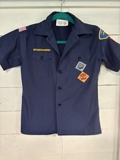 Boy Scouts Uniform Shirt BSA Size Medium M Cub Scout Blue SS Patches