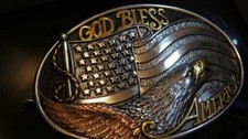 Nocona God Bless America Buckle American Flag Belt Buckle 37912