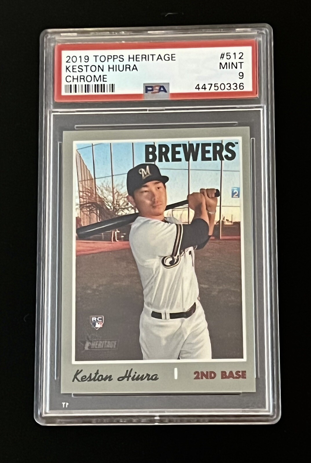 2019 Topps Heritage Chrome #512 Keston Hiura RC #/999 PSA 9 Mint