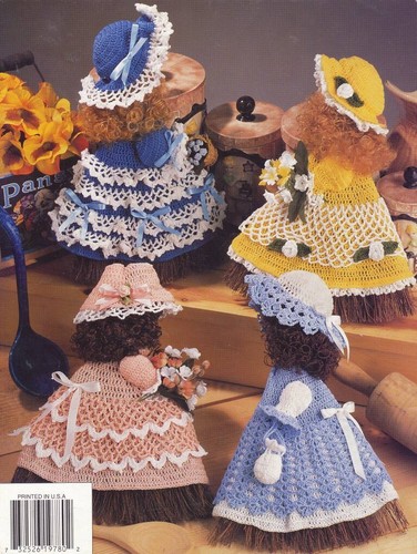 ANNIES ATTIC CROCHET SUNBONNET BROOM DOLLS 6 BEAUTIFUL DESIGNS VTG 1994 - Picture 2 of 2