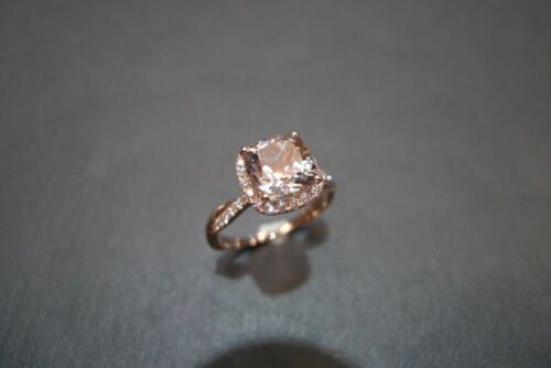 Anello di fidanzamento da donna in oro rosa massiccio 14k con diamante... - Foto 1 di 12