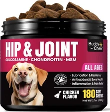Glucosamine & Chondroitin for Dog Hip & Joint Supplement Chews,Pain Relief,180Ct