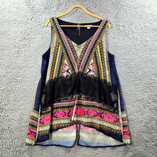Rockmans Womens Tunic Top Size M Multicoloured Lace Trim Layered Sleeveless