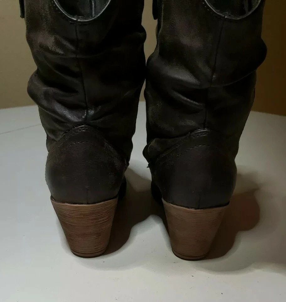 RocketDog Brown Heeled Pull On Cowboy Western High Ankle Boots Size 6.5 M  - Image 4 of 4