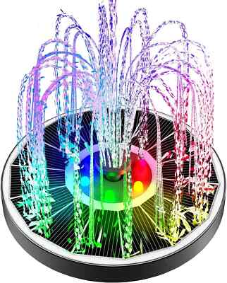  AISITIN 6.5W Solar Fountain Pump with Colorful LED Lights 3000mAh Battery RGB