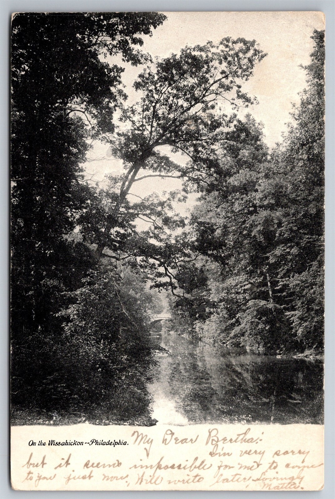 On The Wissahickon Philadelphia PA C1908 UDB Postcard P17