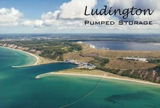 Hydroelectric Power Plant Ludington Michigan, Pumped Storage, MI Aerial Postcard
