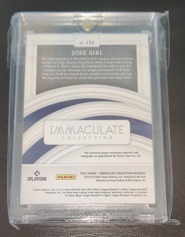 2022 Panini Immaculate Baseball Jose Siri True RPA #d 1/26 ASTROS NY METS 1 Of 1 - Image 2 of 2