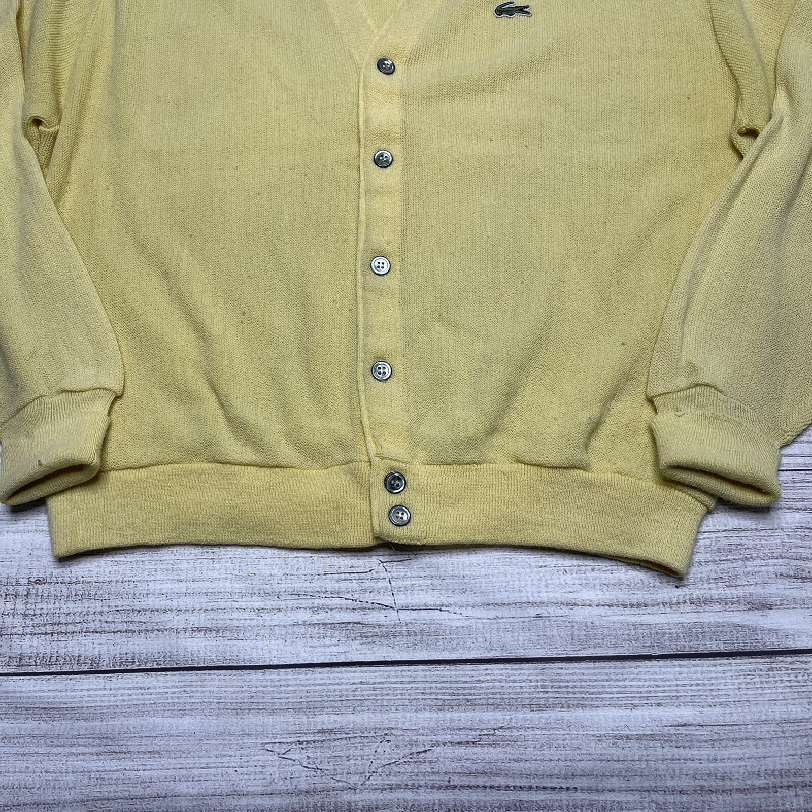 Izod Lacoste Vintage Yellow Cardigan 