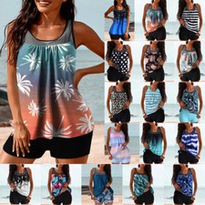 2PCS Womens Tankini Set Tank Top Bikini Swimwear Swimsuit Beach Swimming Costume