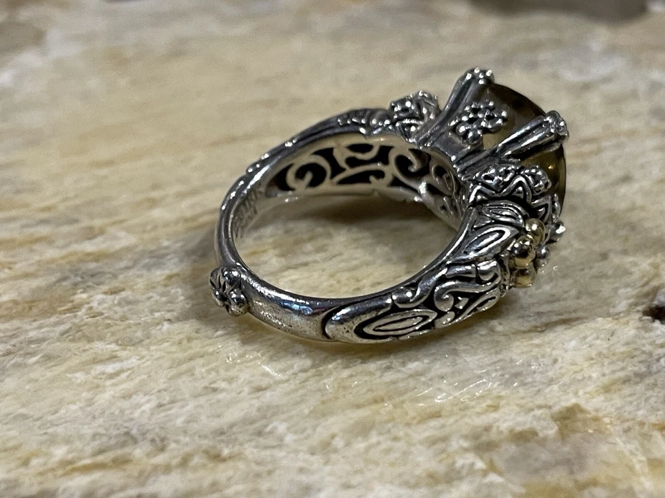 Barbara Bixby 黄水晶鸡尾酒戒指 纯银 18k 金色 尺寸 6.5 — 第 4/4 张图片