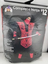 Old East Main Co. Kids Boys 8-10 Halloween Costume Complete Ninja Black & Red