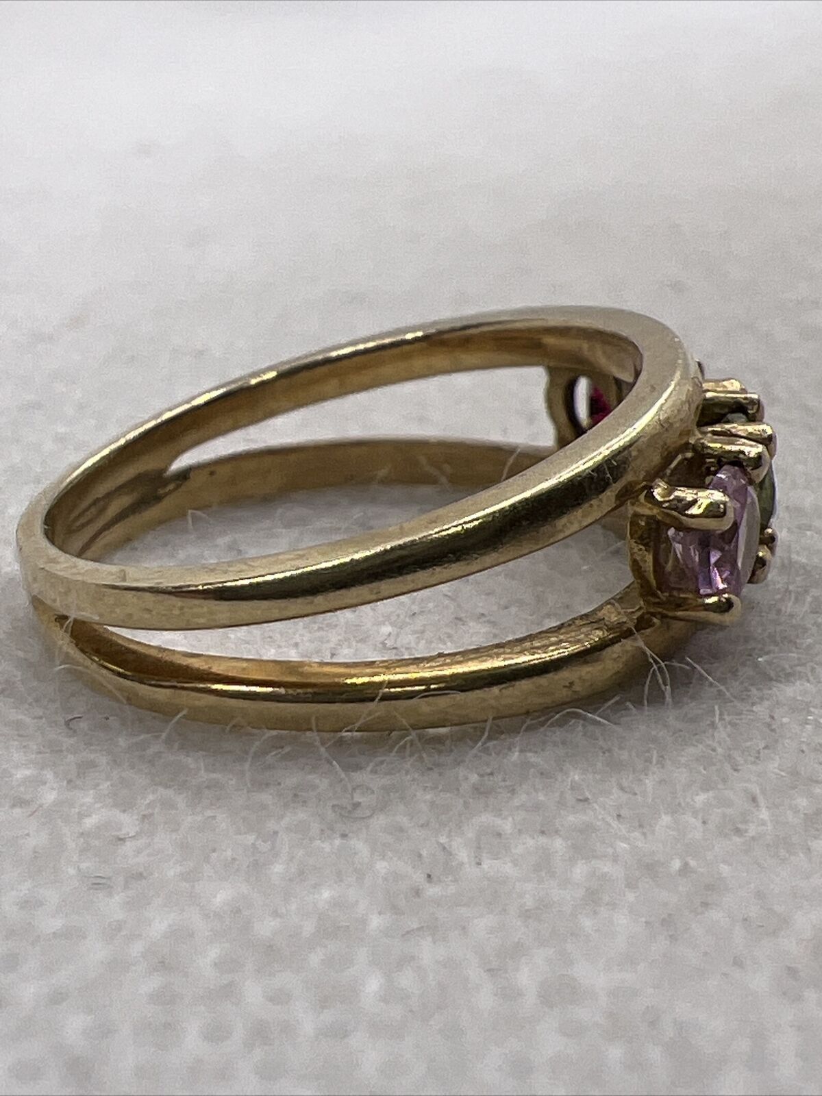 Solid 10K Yellow Gold Created Ruby & Sapphire Mul… - image 3