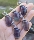 10pcs Natural Fluorite Gems stone Snake Pendants Magic Reiki Healing Amulet
