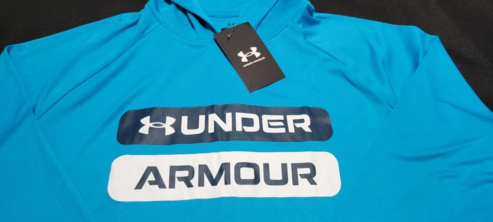 Under Armour Hombres - LS Velocity 1373430-422 Turquesa Entrenamiento Deportivo Sudadera con Capucha- Foto 4 de 4