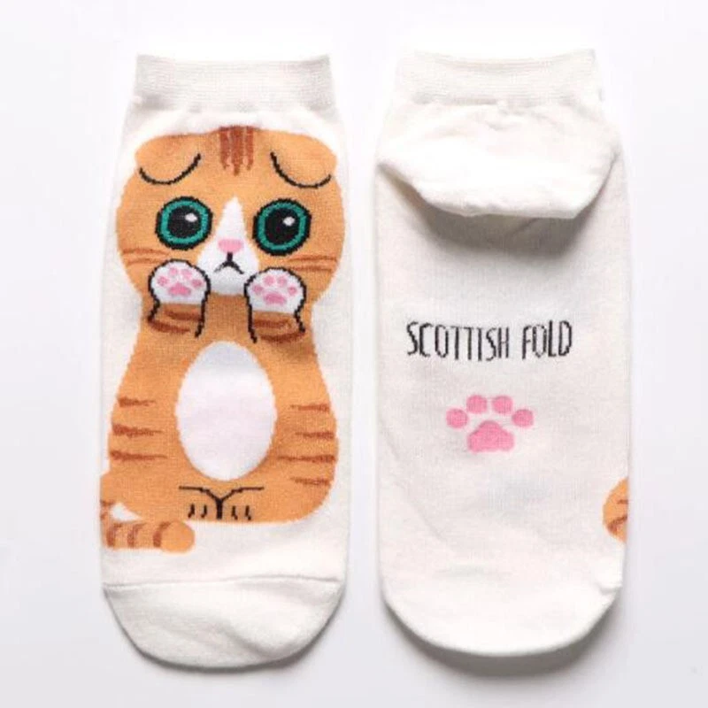 5 Pairs/ Set Women's Cartoon Cute Cat Ankle Socks Breathable Perfect forEveryday - Image 3 of 4