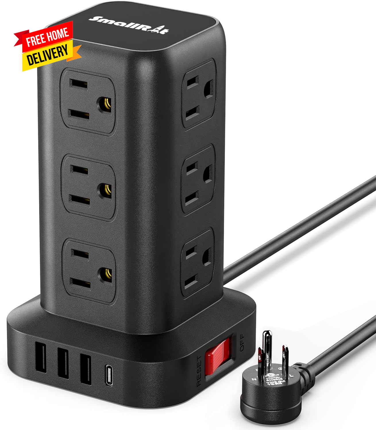 Extension Cord with Multiple Outlets, Surge Protector Power Strip Tower, 12 AC 4-image