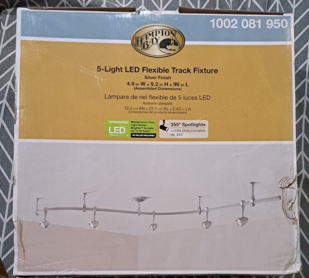 Hampton Bay 5 Light LED Flexible Track Fixture Silver Hampton Bay 5 Light LED Flexible Track Fixture Silver