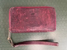 Will Leather Goods Red Italian Leather Clutch Wallet Red