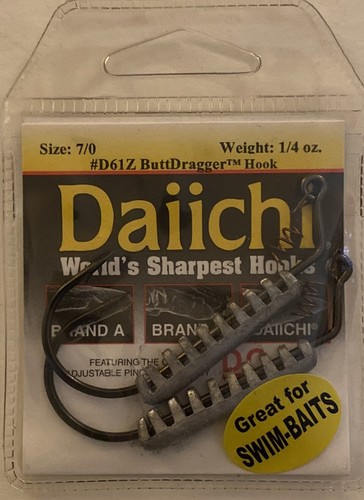 3 Packs Of Daiichi “ButtDragger” weighted Swim Bait Hooks - Picture 2 of 3