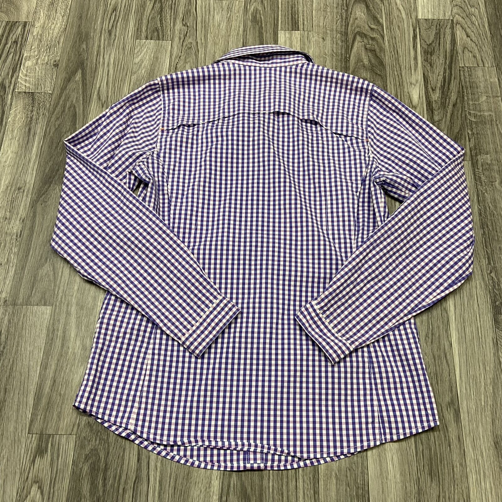 ORVIS Button Down Collared Purple Check Casual Sh… - image 6