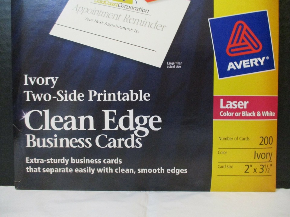Avery Business Cards 5876 Ivory Two-Side Printable Clean Edge Business ...