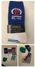 Polo RALPH LAUREN BOYS CP93 RL-YC, 3 PAIRS Crew SOCKS YACHT CLUB 8-9.5 Size 13-3