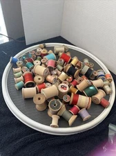 Vintage Wooden Thread Spools Lot of Various Sizes and Shapes 25