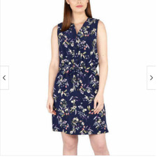NICOLE MILLER WOMEN'S SLEEVELESS WITH POCKETS FLORAL DRESS NAVY PRINT XXL NWT