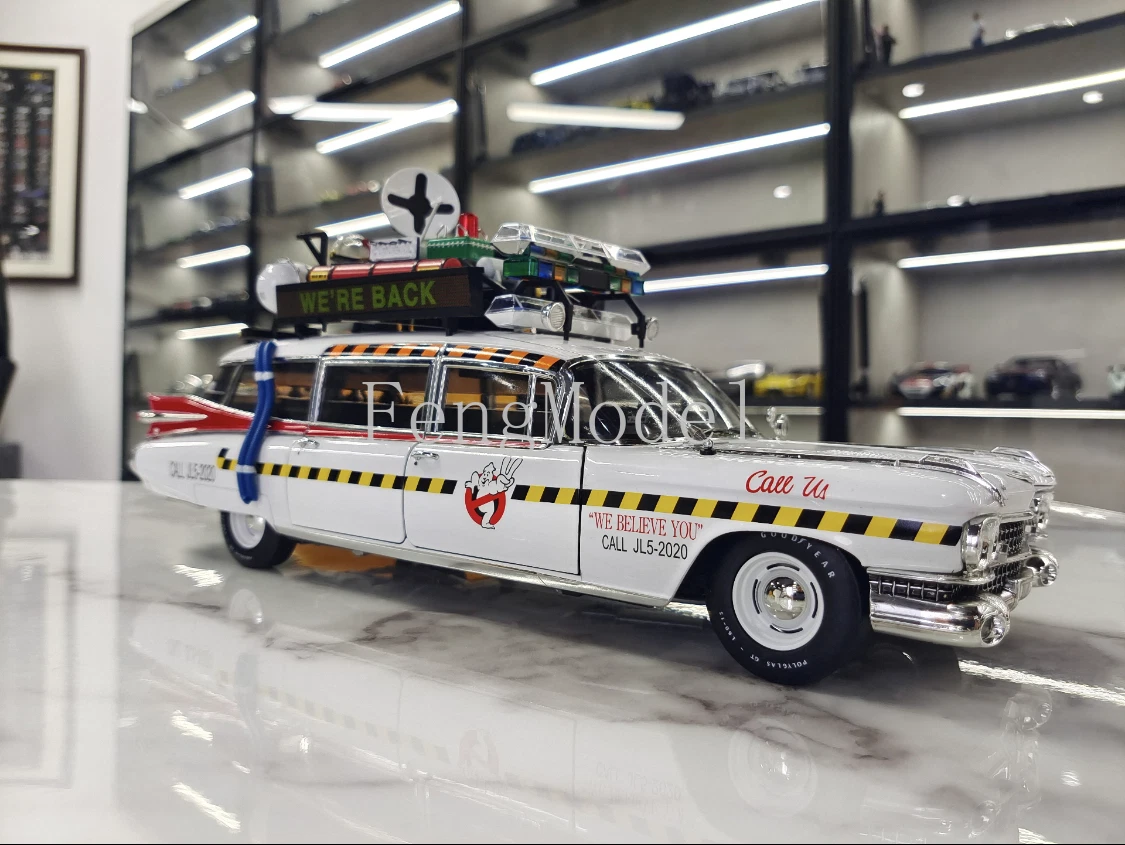 1:18 Scale HOT WHEELS Cadillac Ghostbusters ECTO-1 1A Metal Diecast Model  Car