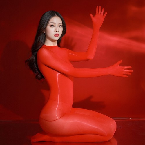 Unisex 8D Oily Shiny Body Glossy Transparent Seamless Bodystocking mit Handschuhen - Bild 28 von 29