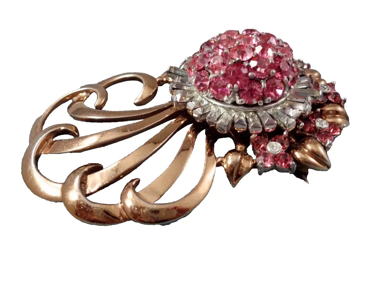 ビジュー Pino PENNINO Sterling Pink Topaz Crystals Huge Deco 'Sunburst