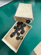 19 x Vintage Vegetable Ivory Jet Black 4 Hole Sewing Buttons x Box Portugal