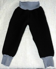 Fleecehose Hose aus Woll Fleece Stoff Gr. 62 - 158 Unifarben Schwarz - Weiß