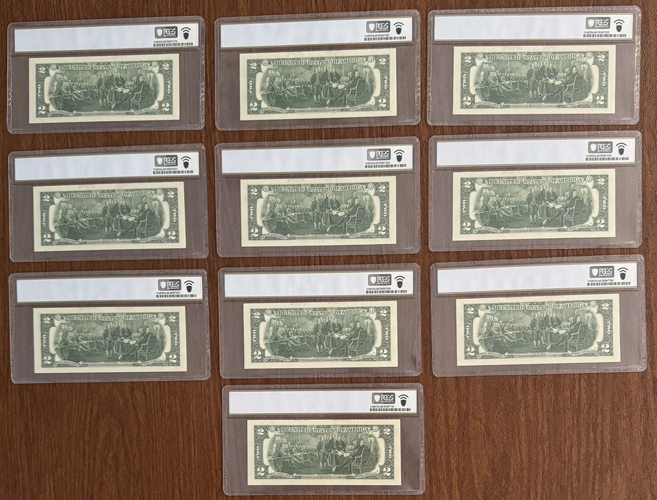 10 PCS $2 2017A FEDERAL RESERVE NOTES SAN FRANCISCO PCGS 68PPQ 1941-L CLOSE S/Ns - Image 2 of 2