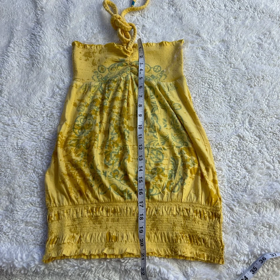 Top MUDD Vintage Y2K Amarillo Halter Gráfico Mujer en Lateral Mediano Mezcla de Algodón Foto 4 de 4