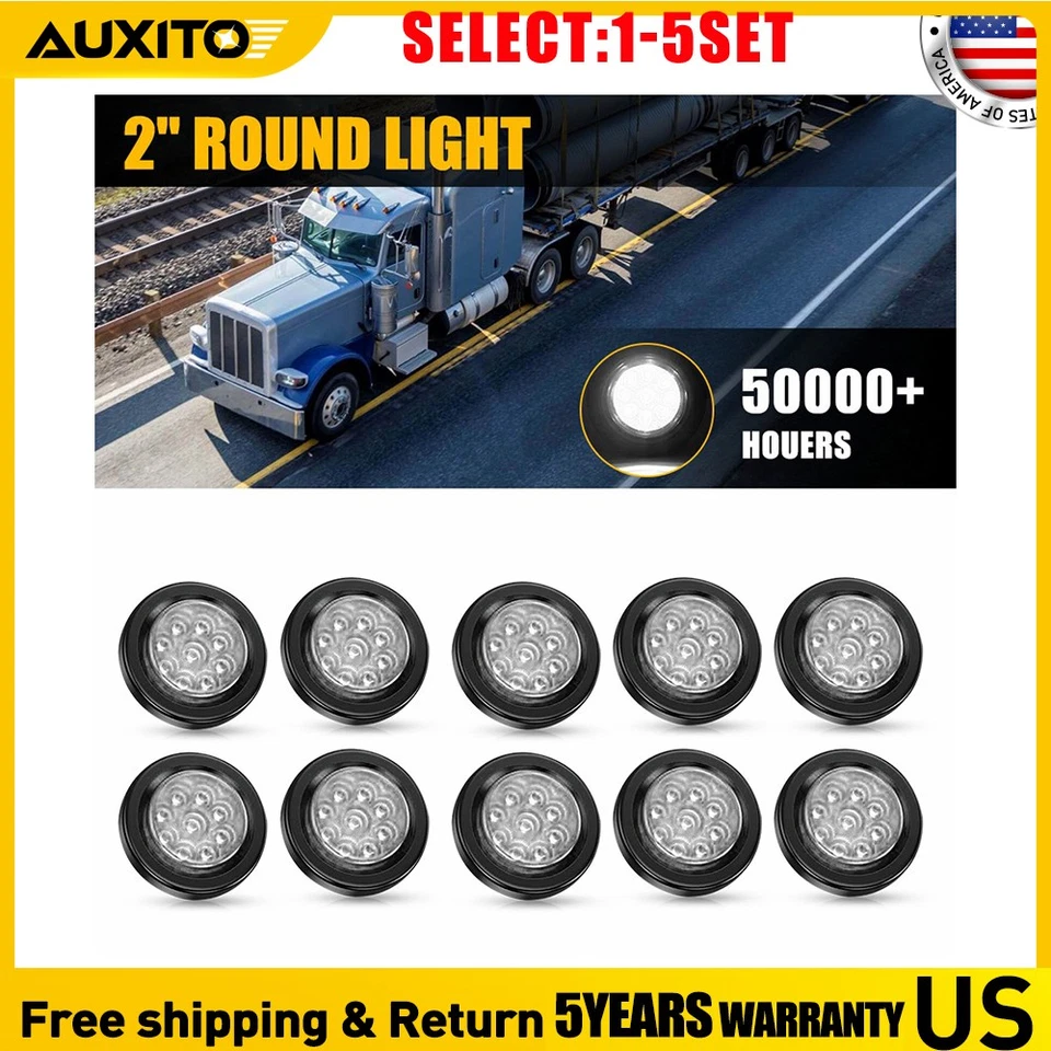 Remolque redondo transparente DOT de 2" 9 luces marcadoras LED con ojal para camión autobús 10-50X Foto 2 de 2