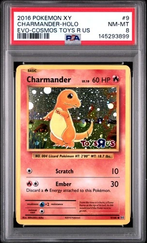 2016 POKEMON XY EVOLUTIONS COSMOS-TOYS R US #9 CHARMANDER-HOLO PSA 8