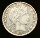 1907-O Barber Half Dollar 50C VF Raw Silver Coin New Orleans (#SLC00316)