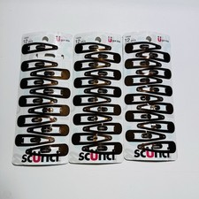 Scunci Effortless Beauty Brown Contour Snap Hair Clips. 12 Pcs. Set Of 3.NEW
