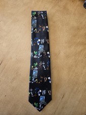 VTG 1997 Looney Tunes Stamp Collection USPS Men’s Black Neck Tie Warner Bros